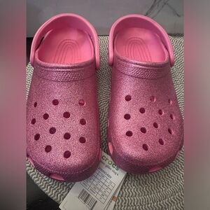 Pink Glitter Girls Crocs J6